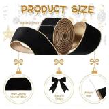Lyrow 2 Rolls Christmas Velvet Ribbon 2.5 Inches Velvet Satin Vintage Wide Wired Edge Wrapping Ribbon for Wreath Making and DIY Crafts Wedding Decorating Xmas Gift Wrapping Bow(20 Yards,Black)