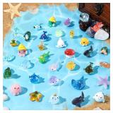 DIYDEC Multipcs Mini Ocean Resin Animals Tiny Sea Animals Figurines Marine Miniature Plastic Animals Aquarium Ornaments Decorations for DIY Fish Tank Potted Micro Fairy Garden Dollhouse