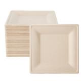ECOLipak Bulk Pack Compostable Square Paper Plates 6 inch Disposable, Eco-friendly Heavy Duty Biodegradable Sugarcane Plates