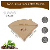Coffee Filters,200 Count Disposable Coffee Paper Filters, Size 04 Unbleached Cone Filters 2-4 Cup, Filters For Pour Over and Drip Coffee Maker (200, V02)