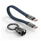 A.S USB C Cable Keychain Charger Cable, Short 240W PD Fast Charging Cord, USB C to USB C Cable 480Mbps Data Transfer, Thunderbolt 3 for MacBook Android Auto External SSD Type C Devices(1 Pack/0.49ft)