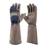 COOLJOB Thorn Proof Rose Pruning Garden Gloves for Men, Long Sleeve Padded Yard Work for Bush, Blackberry, Cactus, Heavy Duty/Puncture Resistant/Machine Washable, Large, Navy