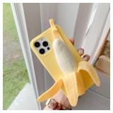 Yatchen Cute 3D Cartoon Case Compatible with iPhone 12 mini,Unique Funny Banana Design Soft Decompression Silicone Case Ultra-Thin Non-Slip Shockproof Protective Case for iPhone