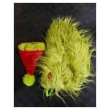 Littledropet Furry Dog Green Monster Costume with Pet Christmas Hat,Dog Cat Christmas Halloween Costume Outfit Shirt Clothes for Small Medium Large Dogs,Medium