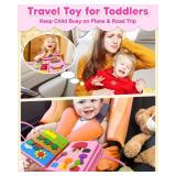 Exorany Busy Board Montessori Toys for Toddler Girl Birthday Gifts, Busy Book Sensory Learning Toys for Toddlers, Toddler Girl Airplane Car Travel Toy Educational Activities