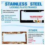 Bat License Plate Frame 2 Pack Funny Gothic Style License Plate Holder Animal for Front or Rear Car Tags Reusable Durable Stainless Steel Car Decoration with Screws 6.3 X 12.2 Inch for Men Women