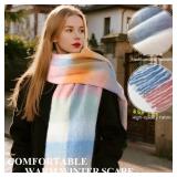 Nimalpal Winter Scarf for Women - Chunky Winter Scarf with Tassel, Womens Scarves for Cold Weather (Blue/Orange/Pink)