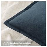 MIULEE Decorative Linen Pillow Covers 20x20 Inch Navy Blue Boho Farmhouse Neutral Couch Throw Pillows for Bed Pack of 2 Accent Coastal Modern Pillowcase Summer Sofa Livingroom Home Decor