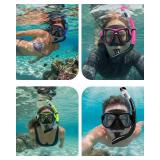 DIPUKI Snorkeling Gear for Adults Snorkel mask Set Scuba Diving mask Dry Snorkel Swimming Glasses Swim Dive mask Nose Cover Youth Diving (Black+Pink 2 Pack)
