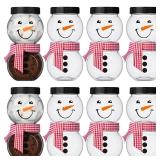 CHENGU Multi Pcs Christmas Plastic Candy Jars 8.5 oz Wide Mouth Clear Snowman Candy Jars with Lids and Ribbon Xmas Cookie Jar Container Gifts for Christmas Party Favor Supplies