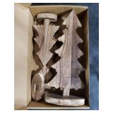 LEIFEOSH 3 Pcs Wooden Christmas Trees Tabletop Christmas Trees Wooden Rustic Handmade Tree for Table Centerpieces Home Decor, Brown