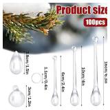 Vercraft Bulk Pcs Christmas Tree Ornaments Clear Acrylic Hanging Teardrop Ornaments 5 Styles Christmas Crystal Chandelier Pendant Crystals for Centerpieces Chandelier Wedding Decor (Clear)
