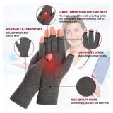Zexhoor 2 Pairs Arthritis Compression Gloves for Women Men, Carpal Tunnel Pain Relief, Fingerless for Typing Both Hands