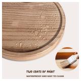 Round Decorative Tray Wood Bathroom Counter Organizer Farmhouse Kitchen Decor Wooden Riser for Soap Dish, Perfume, Candle, Sponge, 12 - Brown