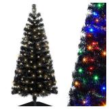 DEWUR Pre-Lit Artificial Christmas Tree, Warm White Lights, Colorful Lights, Includes Stand, 4 feet (Black)