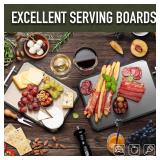 SNOWCLAD Stainless Steel Cutting Board,Double Sided Steel Cutting Board Set for kitchen,Stainless Steel/Wheat straw pp Large for meat,Dishwasher Safe [16 * 11+12 * 8.3 Inch]