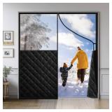 Magnetic Thermal Insulated Door Curtain for 72x 80 Doors, Visible Door Cover for Heat Insulation, Magnetic Closure Thick Draft Blocker Blanket for Doorway to Keep Warm in Winter Cool in Summer