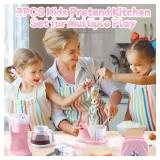 Kitchen Appliances Toys, Kids Play Kitchen Accessories Set, Pretend Kitchen Toys for Kids Ages 4-8, Coffee Maker, Mixer, Toaster with Realistic Lights & Sounds, Gift for Girls Ages 3+