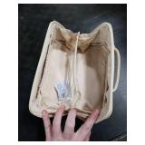 EACHY Travel Makeup Bag, Large Capacity Cosmetic Bags for Women, Waterproof Portable Open Flat Toiletry Bag Make up Bag with Divider and Handle, Christmas Gifts (White, Medium)