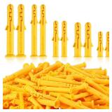 Sasylvia 200 Pcs 5 Sizes Yellow Plastic Drywall Anchors Wall Anchors Kit Assortment for Drywall Hanging Mounting Installation Home Office