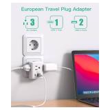 European Travel Plug Adapter with USB Charging Ports, Mifaso International Type C Power Adapter for US to Most of Europe EU Italy France Spain Germany Greece