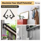 Cast Iron Shelf Brackets 4 Inch, 4 Pack Black Rustic Shelf Brackets with Hooksï¼Heavy Duty Floating Brackets Wall Mounted, Decorative Brackets for Wood Shelves