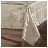 sancua Clear Plastic 100% Waterproof Tablecloth - 54 x 78 Inch - Vinyl PVC Rectangle Table Cloth Protector Oil Spill Proof Wipe Clean Table Cover for Dining Tables, Parties & Camping, Crystal Clear