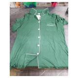 SWOMOG Womens Button Down Pajamas Set Short Sleeve Sleepwear Bride Soft Pj Lounge Sets XS-3XL Green X-Large