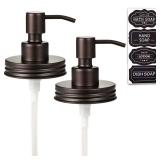 Amolliar Mason Jar Liquid Soap Dispenser Lid, Rust Proof Stainless Steel, Cute Farmhouse Decor for Kitchen, Bathroom, Bath, Refill Liquid Soap Pump for Hand Soap, Dish Soap, Lotion Soap,Bronze 2 Pack