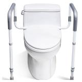 WeHwupe Toilet Safety Rails for Elderly Adults - Adjustable Bathroom Toilet Safety Frame with Handles - Stand Alone Toilet Grab Bar for Senior, Handicap & Disabled,Fits Most Toilets, White, TRX-8002