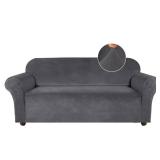 Turquoize Velvet Couch Covers Sofa Covers for 3 Cushion Couch Stretch Sofa Slipcovers with Non Slip Elastic Bottom Furniture Protector for Pets Crafted from Soft Thick Velvet Fabric (Sofa, Gray)