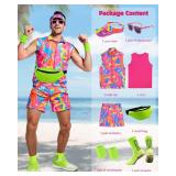 80s Men Workout Costume Halloween Cosplay Couples Outfits 80s 90s Workout Costume Outfit Set for Adult Men Size Large MISSING SOCKS VEST AND SUNGLASSES