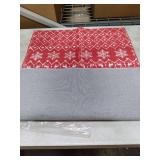 Small Soft Red Christmas Themed Rug, Christmas Tree Pattern, Snowflake Pattern