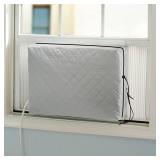 HOXHA Indoor Air Conditioner Window Cover for Inside Window AC Unit Triple Insulation with Elastic Strap (Grey, 17.5x13.5x3.5)