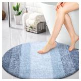 OLANLY 30-inch Round Bathroom Rugs, Extra Soft and Absorbent Microfiber Bath Rugs, Quick Dry Machine Washable Bath Mats for Bathroom Floor, Tub and Shower, Home Decor Accessories, Blue
