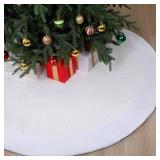Soulchen 60 Inch Large Christmas Tree Skirt Luxury Ivory White Christmas Tree Skirt with Fur Sides for Farmhouse Xmas Home Winter Holiday Party Decorations