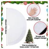 Soulchen 60 Inch Large Christmas Tree Skirt Luxury Ivory White Christmas Tree Skirt with Fur Sides for Farmhouse Xmas Home Winter Holiday Party Decorations