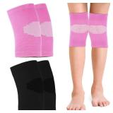 Skylety 2 Pairs Kids Knee Sleeve Kids Knee Brace Children Support Compression Child Sleeve Pads for Basketball, Volleyball, Sports, Gymnastics(Small,Black, Pink)