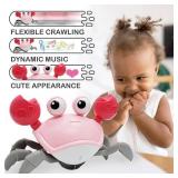 Pbooo Tummy Time Crawling Crab Baby Toy 3-6 Months Learning Walking Dancing Crab Toys for Babies 6-12 9-12 12-18 Months,Infant Toddler Development Toys Age 1-2 1st Birthday Gift