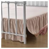 Bed Skirt Queen Size, Ruffled Bed Skirts with Split Corners, Queen Bed Skirt 14 Inch Drop, Striped Boho Queen Size Bed Skirts, Pink-tinged Cream- 14