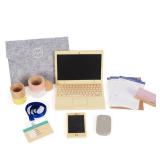 Wooden Pretend Play Home Office Set for Kids,10Pcs Office Playset with Wooden Toy Laptop & Phone,Toddlers Beverage Cup for Preschool Kid Ages 3+ Years