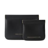 MEIBOOCH 2pcs Small Pouches for Purse, Self-closing Mini Makeup Bag, Organosilicon Super Fiber Leather Coin Purse for Women Travel Pouch Small Cosmetic Bag| Lipstick, Jewelry, Change, Card (Black)