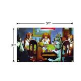 LEPCKIAT Dogs Playing Poker Funny Flag 3x5FT,Meme Flag,Vivid Color - Double Stitched Polyester with 4 Brass Grommets for College Dorm Room Decor. (3x5ft)