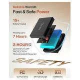 Ourea Wearable Heated Blanket with Hood, Portable Cordless Electric Blanket with 10000mAh Battery, 6 Heating Zones,Portable Heated Shawl