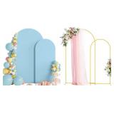 Wokceer Wedding Arch Backdrop Stand and Cover Set of 2 Metal Arch Stand with Arch Cover Dusty Blue 7.2FT, 6FT for Birthday Party Wedding Ceremony Bridal Baby Shower Event Decor