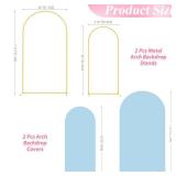 Wokceer Wedding Arch Backdrop Stand and Cover Set of 2 Metal Arch Stand with Arch Cover Dusty Blue 7.2FT, 6FT for Birthday Party Wedding Ceremony Bridal Baby Shower Event Decor