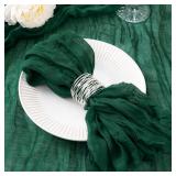 DeZerlor 12 Pack Emerald Green Cheesecloth Napkins Spring Cloth Napkins Set of 12 Dinner Napkins Bulk 21x21 Inches for Wedding Bridal Shower Baby Shower Valentine