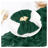 DeZerlor 12 Pack Emerald Green Cheesecloth Napkins Spring Cloth Napkins Set of 12 Dinner Napkins Bulk 21x21 Inches for Wedding Bridal Shower Baby Shower Valentine