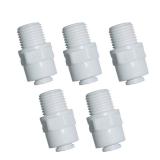 YZM Straight Male Thread Adapter 1/4 Male x 1/4 OD Tube Quick Connector,for Water Purifiers Filters Reverse Osmosis Systems,5 pcs.
