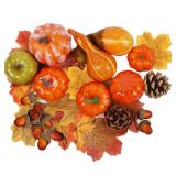 winemana Thanksgiving Fall Decorations for Home-6pcs Mini Pumpkins & 2pcs Gourds, 30pcs Leaves & 10pcs Acorns, 2pcs Pinecones Centerpiece Set-Harvest Decor for Table Mantel (Largest: 4.5 x 2.1)
